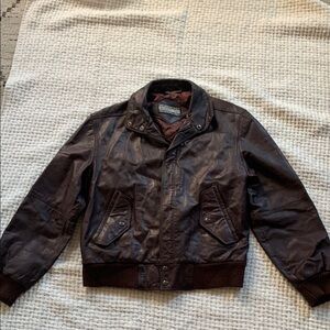 Vintage Men's Brown Leather Jacket by MEMBERS ONLY